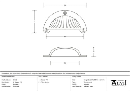 FLOWER DRAWER PULL HANDLE 098x51x22 BWX - 83673 by MARCHES (ANVIL) ARCHITECTURAL HARDWARE