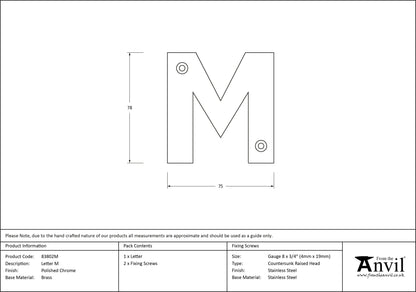 LETTER M 78x75x8 PCP - 83802M by MARCHES (ANVIL) ARCHITECTURAL HARDWARE