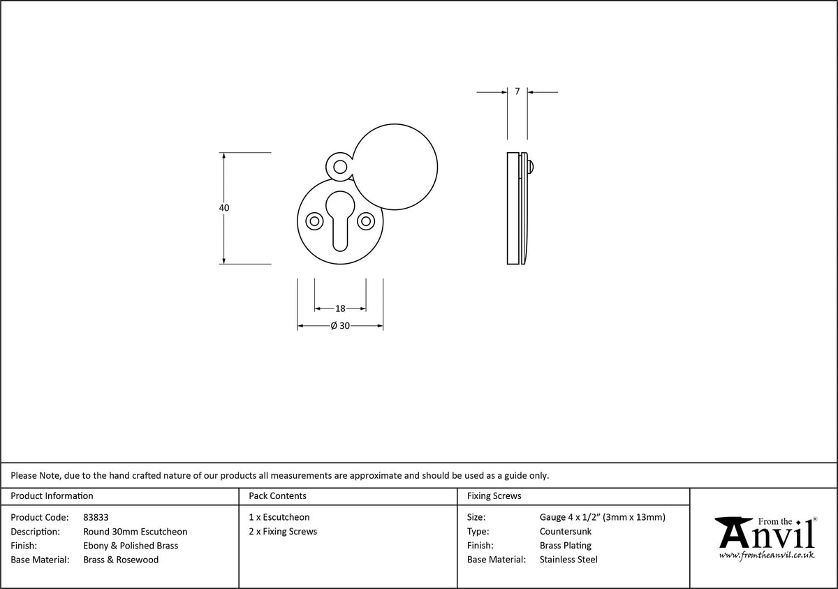 ESCUTCHEON ROUND 30x7 EBO - 83833 by MARCHES (ANVIL) ARCHITECTURAL HARDWARE