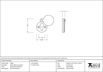 ESCUTCHEON ROUND 30x7 EBO - 83833 by MARCHES (ANVIL) ARCHITECTURAL HARDWARE