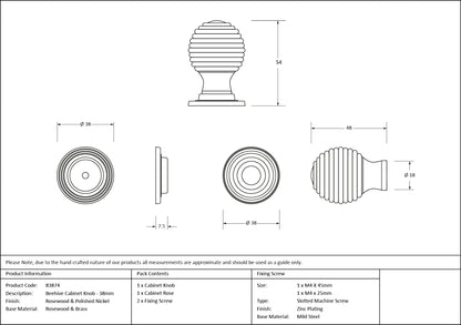 WOODEN BEEHIVE CABINET KNOB 38x55 RWD/PNP - 83874 by MARCHES (ANVIL) ARCHITECTURAL HARDWARE