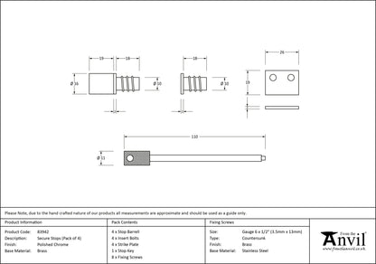 SASH SECURE STOP 16x39 PCP x4 - 83942 by MARCHES (ANVIL) ARCHITECTURAL HARDWARE