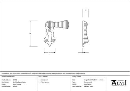 ESCUTCHEON BEEHIVE 58x25x13 AGBZ - 83950 by MARCHES (ANVIL) ARCHITECTURAL HARDWARE