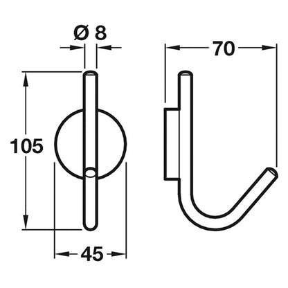 COAT HOOK 105x45x70 BMSS