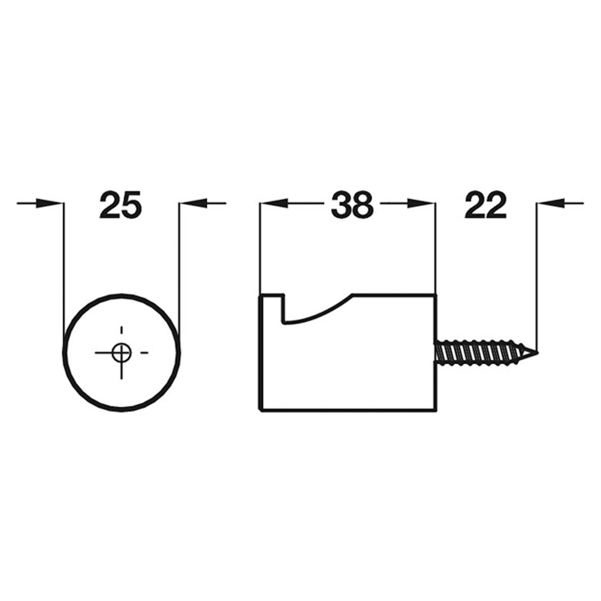 METROPOLIS ROBE HOOK D25x38 SSS