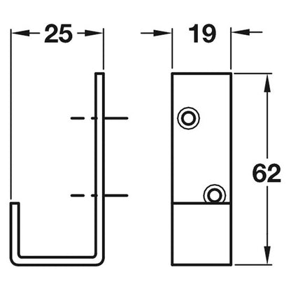 COAT HOOK 62x19x30 SSS