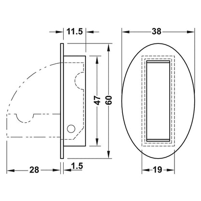 FOLDING COAT HOOK 60x38x13 BMSS