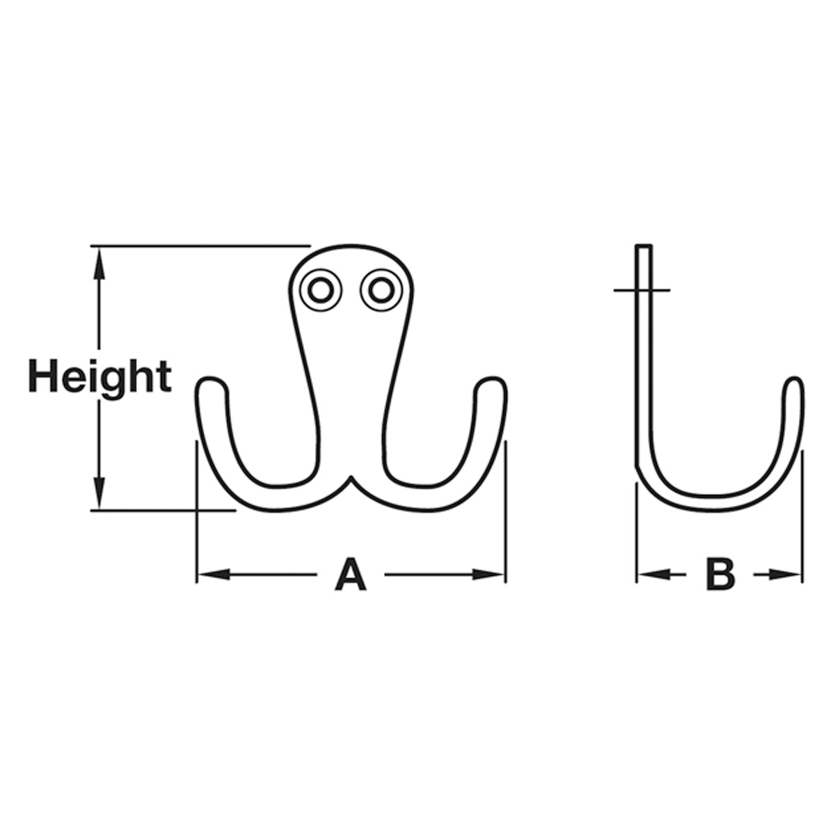DOUBLE COAT HOOK 48x34 ALU/POL
