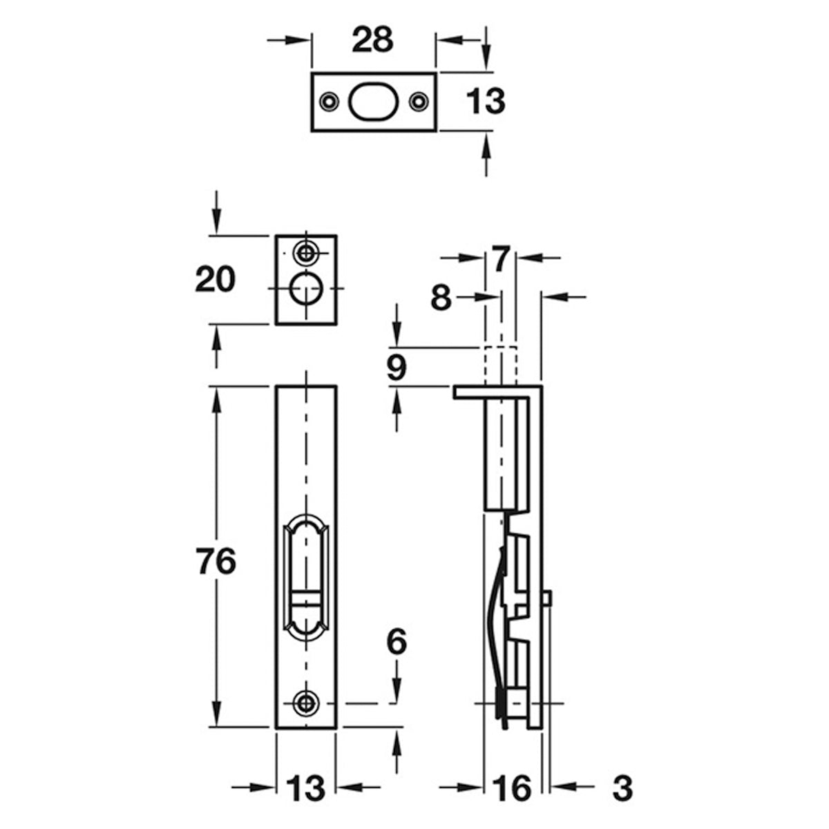 FLUSH FURN BOLT 14x77.5 BRS/SNP