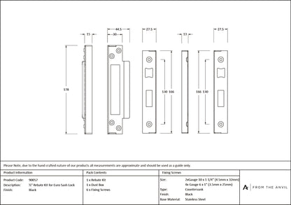 EURO SASH LOCK REBATE KIT 12.7 BLK - 90057 by MARCHES (ANVIL) ARCHITECTURAL HARDWARE