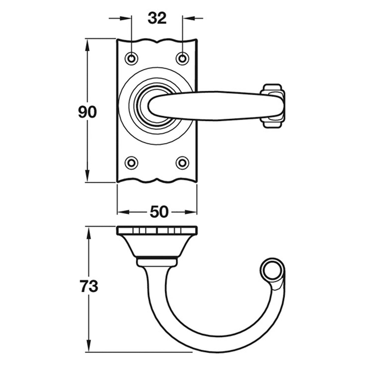 WESSEX LEVER HANDLE LATCH CI/ABK