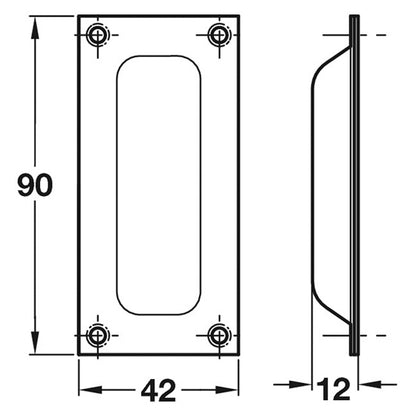 FLUSH PULL HANDLE 90x42x12 ZA/SNI