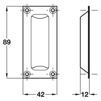 FLUSH PULL HANDLE 89x42 BRS/SCP