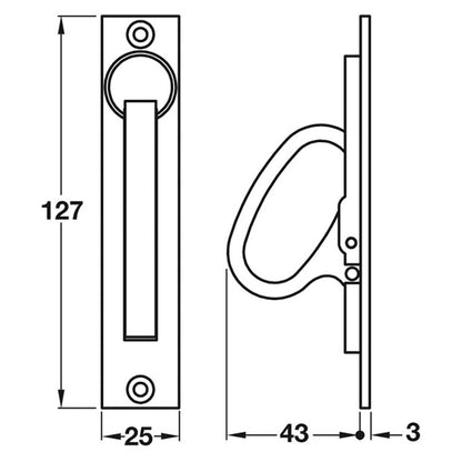 EDGE FLUSH PULL 127x25x46 MKBZ