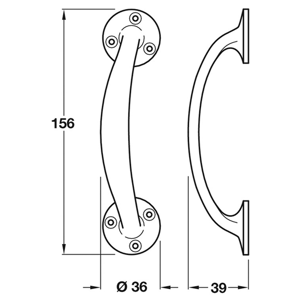 BOW HANDLE FACE D36x156x39 BRS/PCP