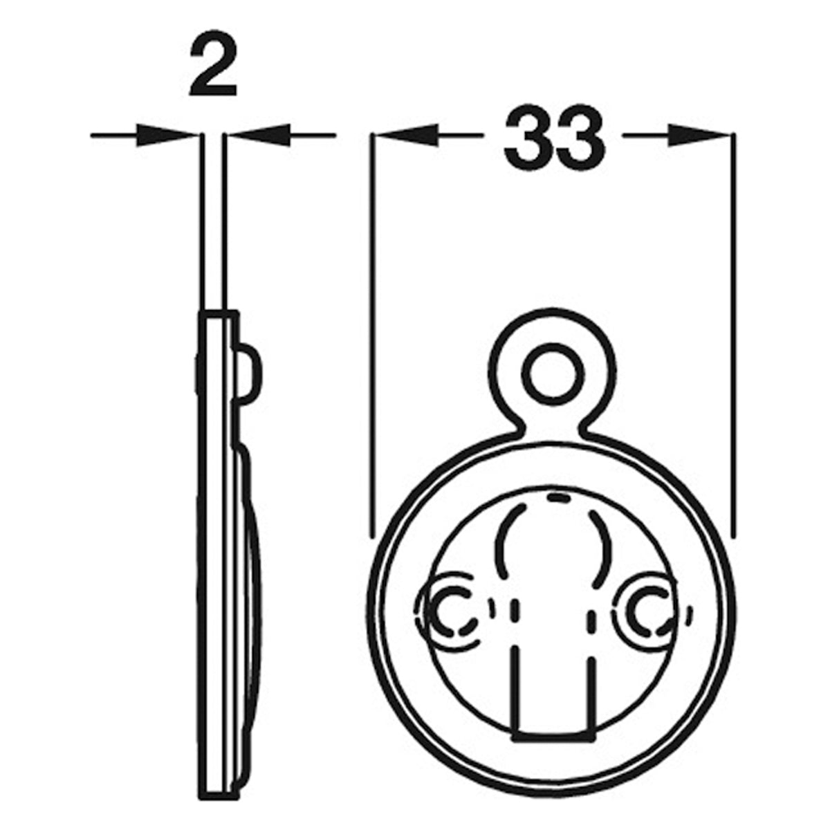 ESCUTCHEON COV STDKEY D33x2 BRS/POL