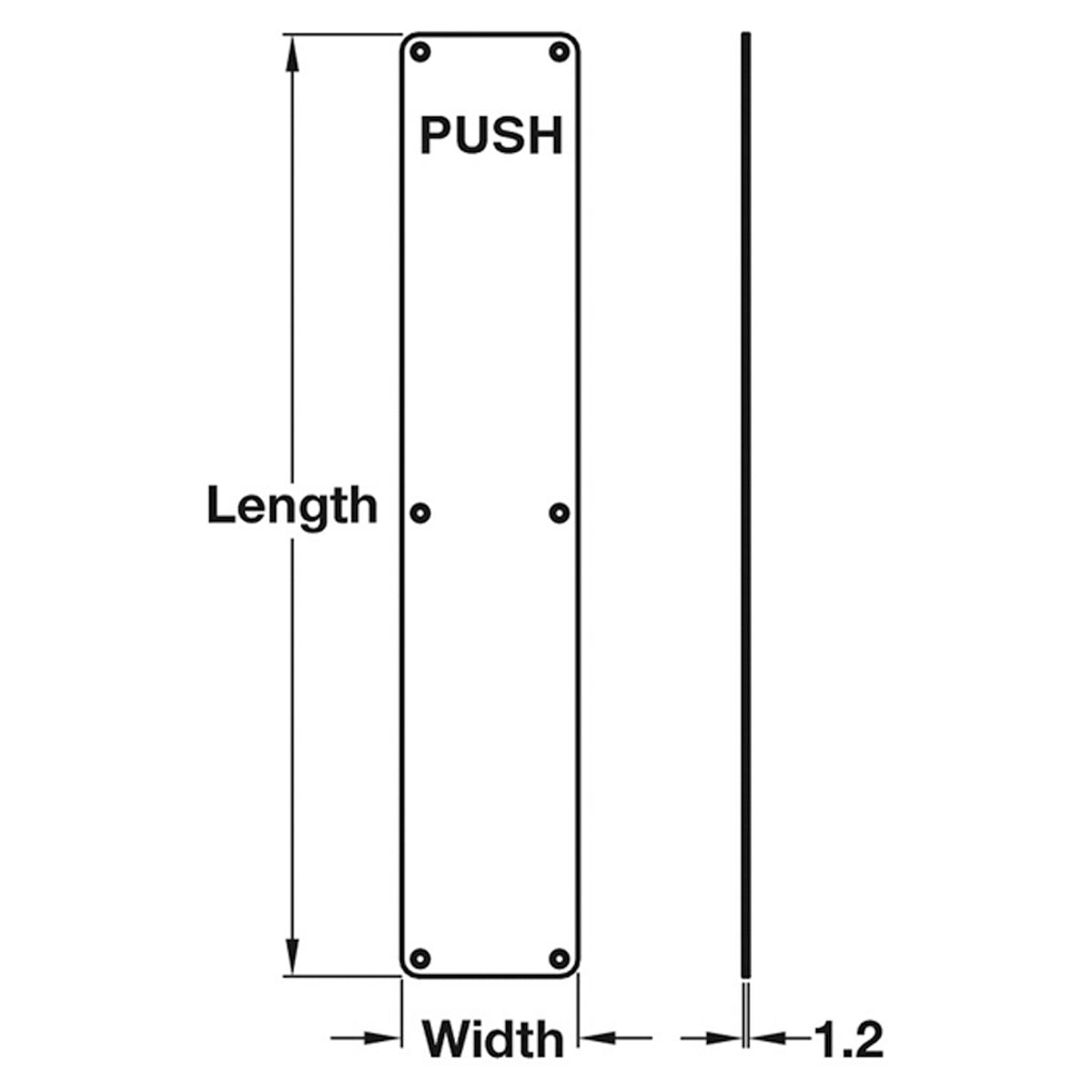 PUSH FINGER PLATE 380x75x1.2 SSS