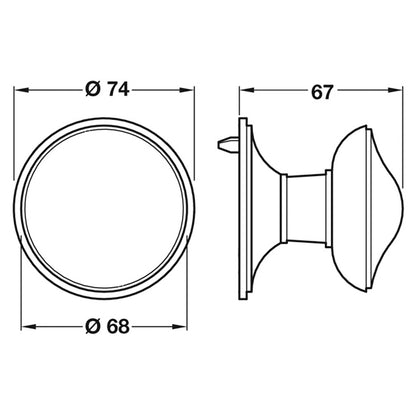 CENTRE DOOR KNOB D74x67 ZA/SNI