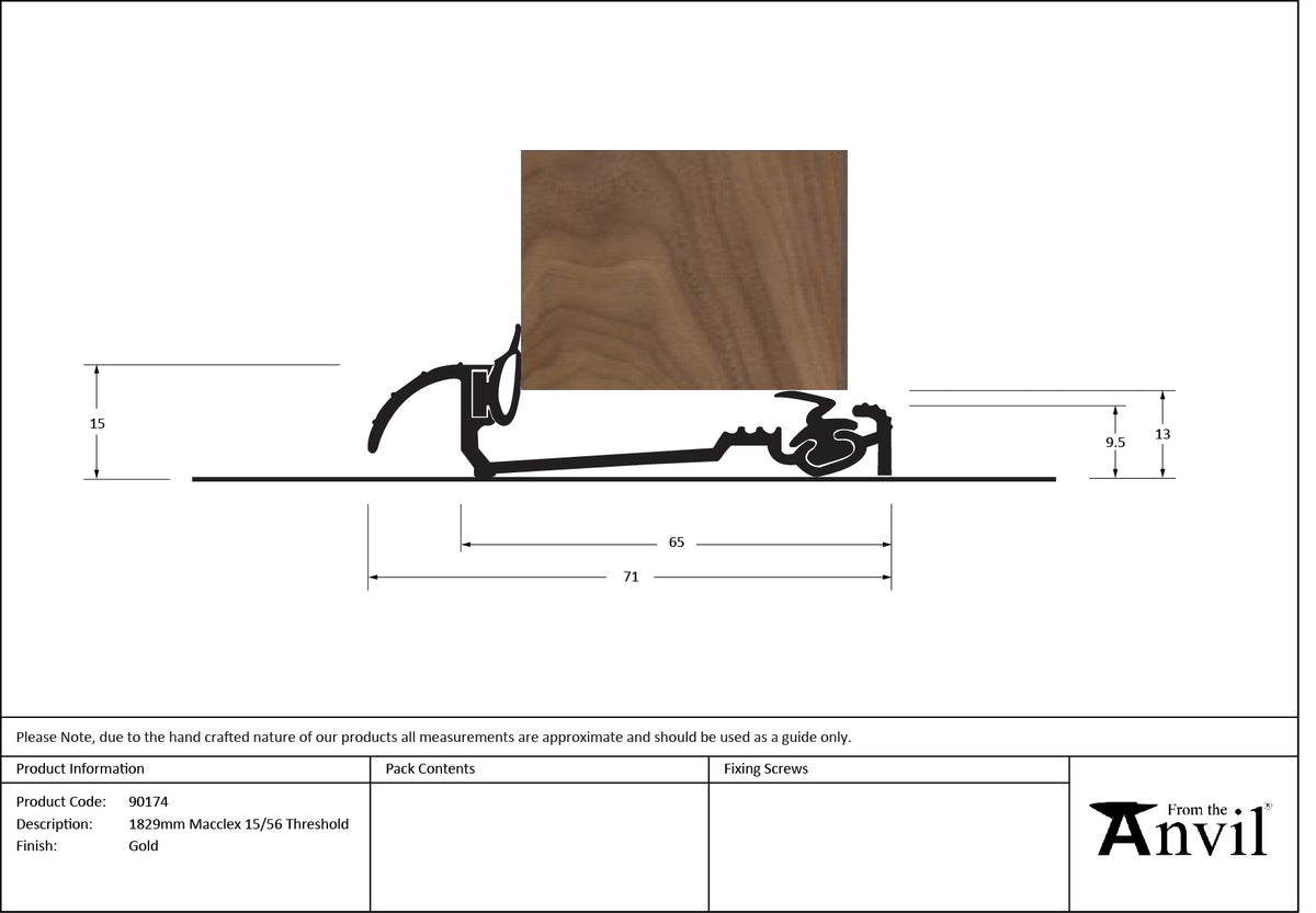 MACCLEX 15/56 THRESHOLD 71x15x1829 GLD - 90174 by MARCHES (ANVIL) ARCHITECTURAL HARDWARE