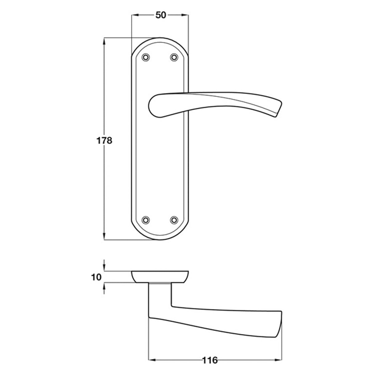 OLTON LEVER HANDLE 178x50x116 LOCK PCP