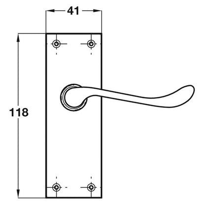 SCROLL LEVER HANDLE+PL 118x41 LATCH EBR