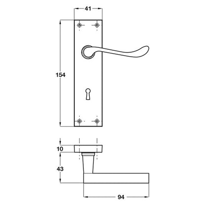 SCROLL LEVER HANDLE+PL 154x41 BATH SNP
