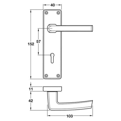 CRANSLEY LEVER HANDLE LOCK 152x40 SAA