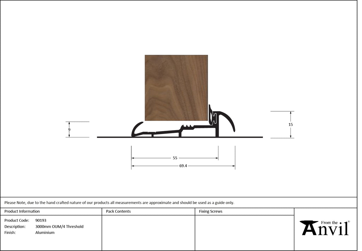 OUM/4 THRESHOLD 69.4x15x2134 ALU - 90193 by MARCHES (ANVIL) ARCHITECTURAL HARDWARE