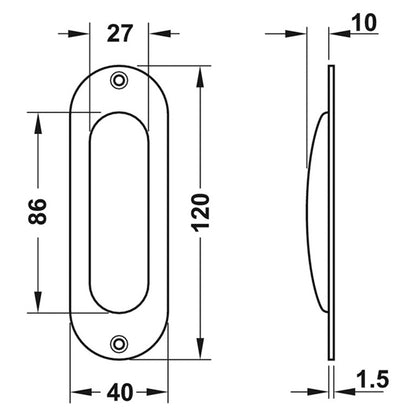 FLUSH PULL HANDLE 40x120x11 PSS