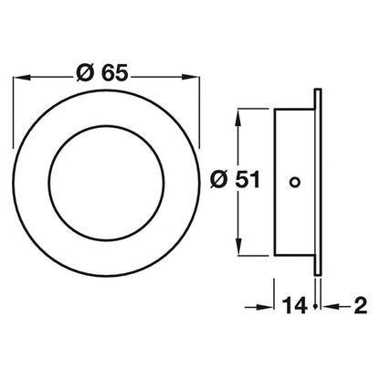 FLUSH PULL HANDLE D65x14 SSS