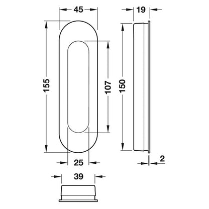 FSB4250 FL PHANDLE 155x45 SSS NOCOV