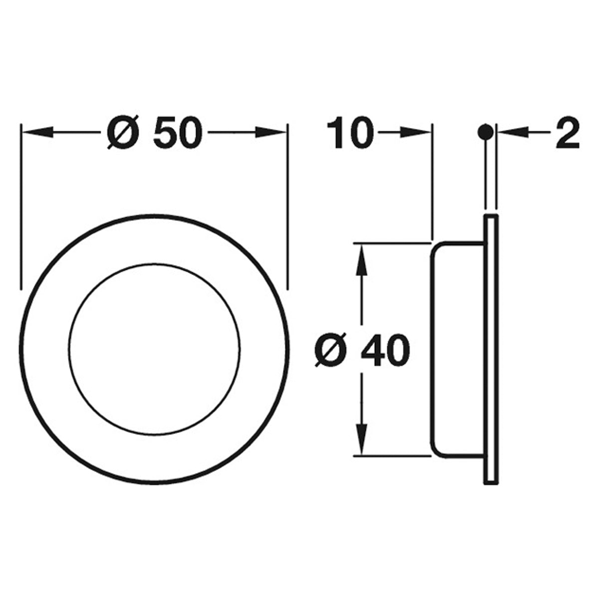 FLUSH PULL HANDLE D50x10 SSS