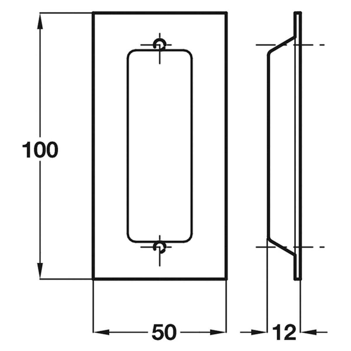 FLUSH PULL HANDLE CNC 100x50x12 SSS