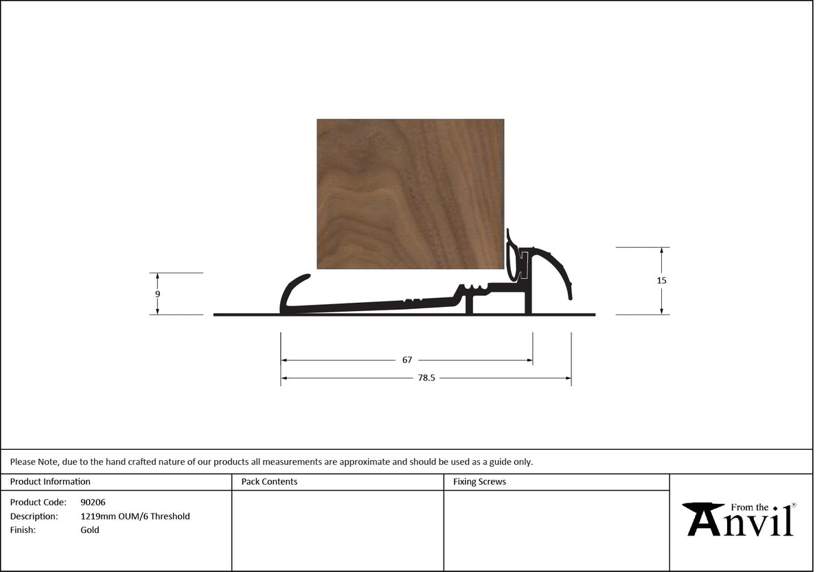 OUM/6 THRESHOLD 78.5x15x1219 GLD - 90206 by MARCHES (ANVIL) ARCHITECTURAL HARDWARE