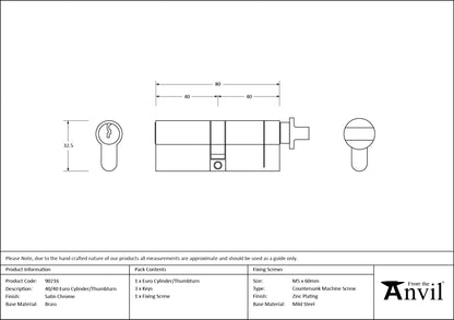 EURO CYLINDER/THUMBTURN 5PIN DIFFER 40/40 SCP - 90216 by MARCHES (ANVIL) ARCHITECTURAL HARDWARE