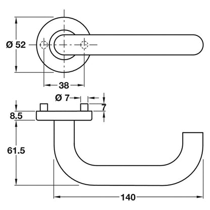 CHASE SHAPED LEVER HANDLE STST/SAT