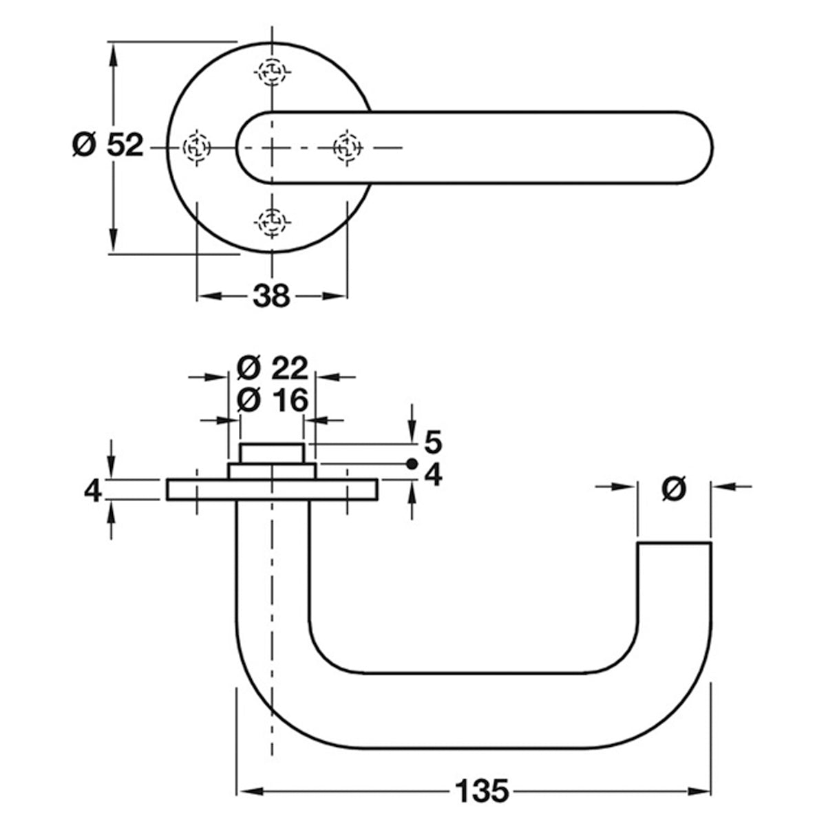 SNOWDON RND LHANDLE D19 D52x135 SSS