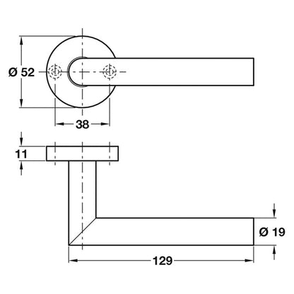 LEVER HANDLE D19 SPR D54x129 SSS