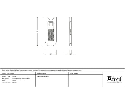 NARROW SPRING UNIT CASSETTE 63x25x6 - 90250 by MARCHES (ANVIL) ARCHITECTURAL HARDWARE