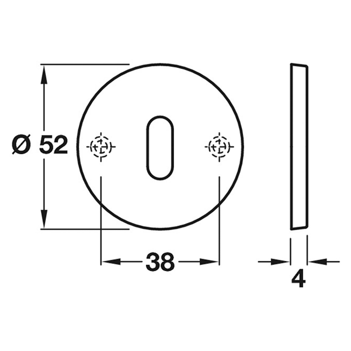 ESCUTCHEON KEYWAY 316 D52x4 PSS