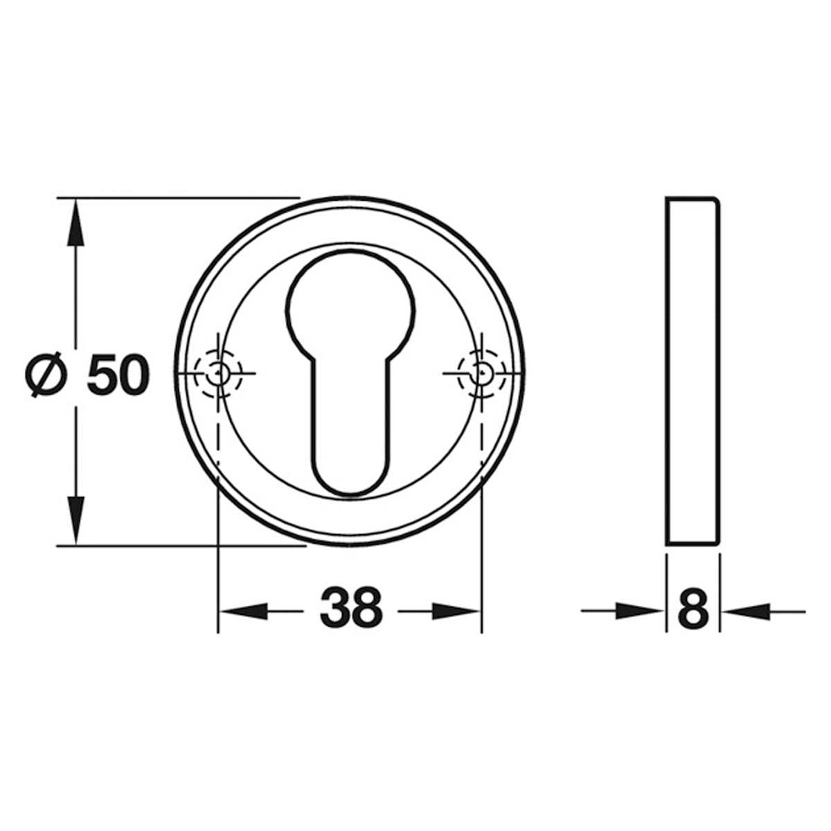 ESCUTCHEON PROF CYL D52x8 ST/SAT