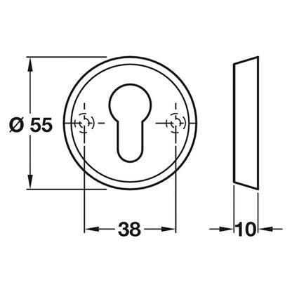 ANTI-LIGATURE ESCUTCHEON SET D55x10