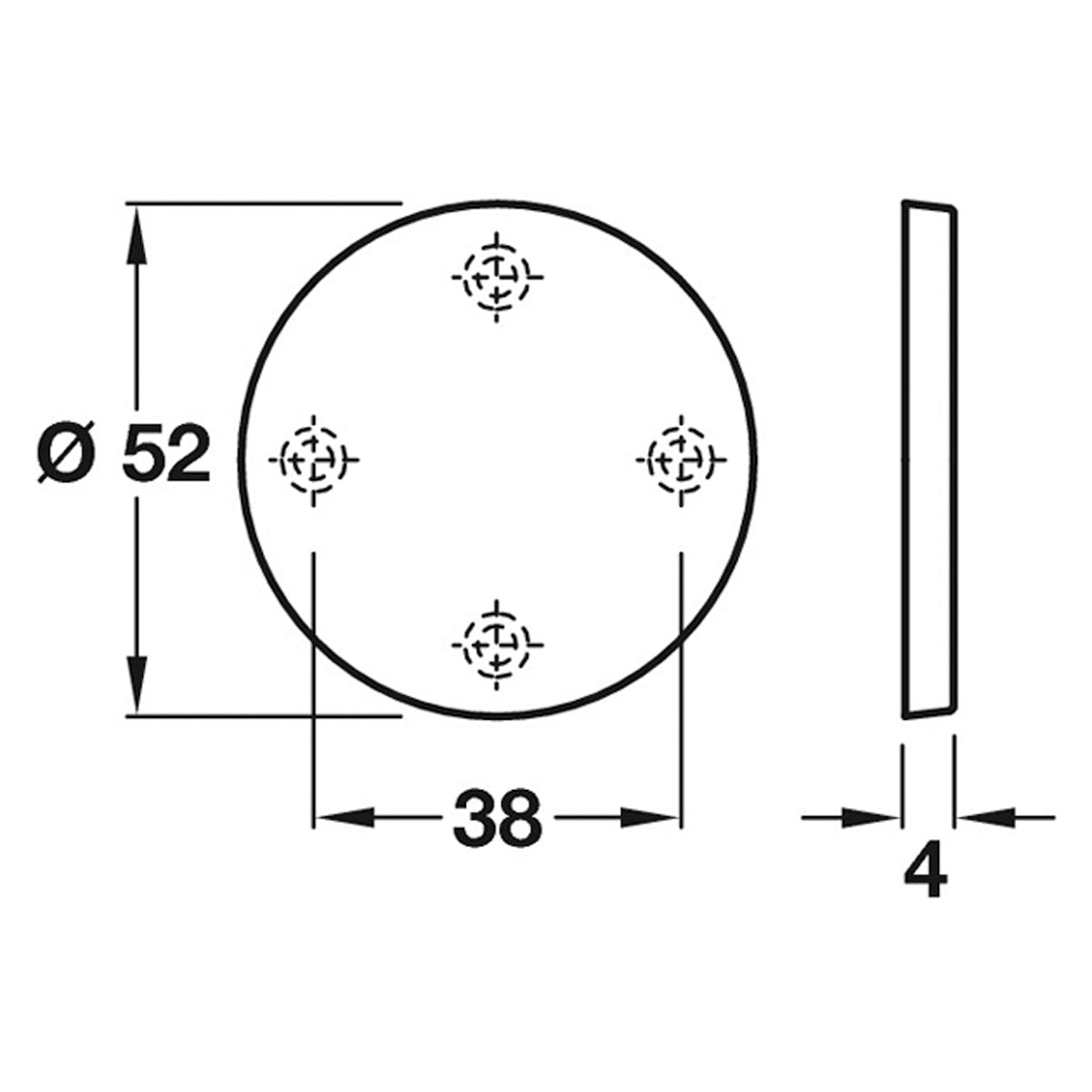 ESCUTCHEON BLANK D52x4 ST/SAT