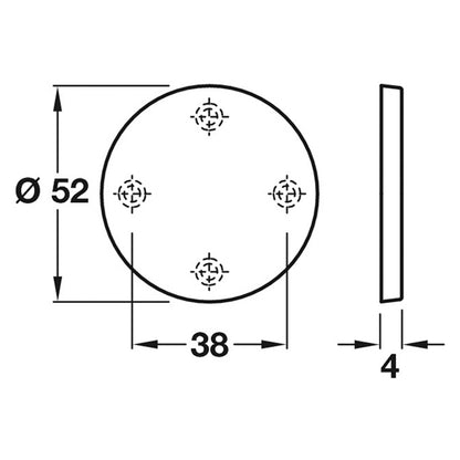 ESCUTCHEON BLANK D52x4 ST/SAT
