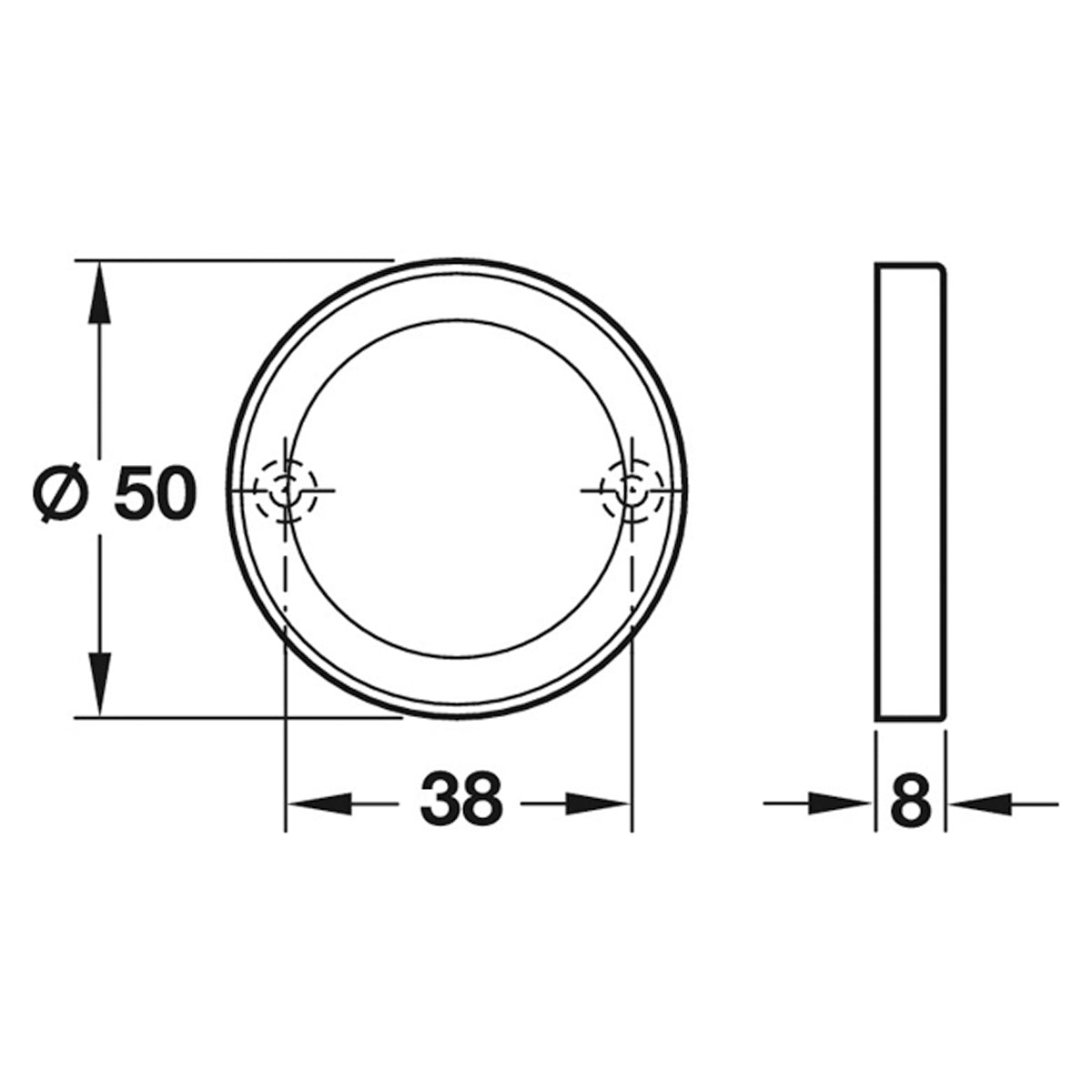 ESCUTCHEON BLANK D52x8 ST/SAT