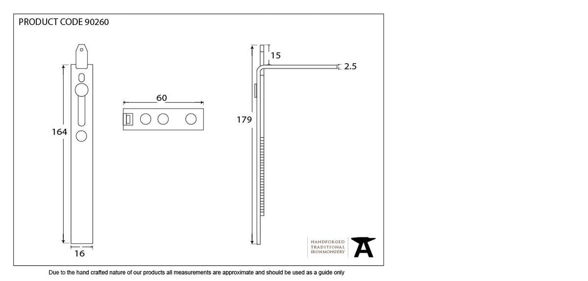 EXCAL SHOOTBOLT EXTENSION ROD 0370-0500 BZP - 90260 by MARCHES (ANVIL) ARCHITECTURAL HARDWARE