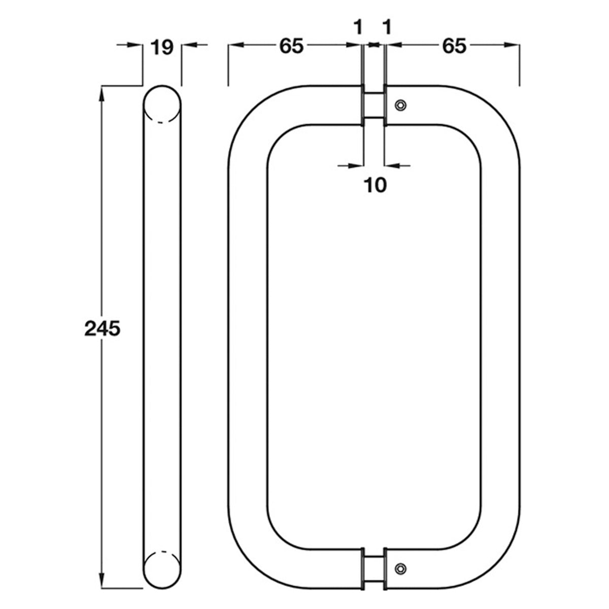 PULL HANDLE BTB 225HC D19x65 304SSS