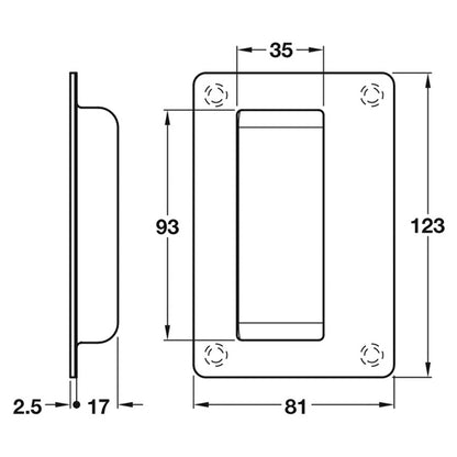 ANTI-LIGATURE FLUSH PULL HND 123x81