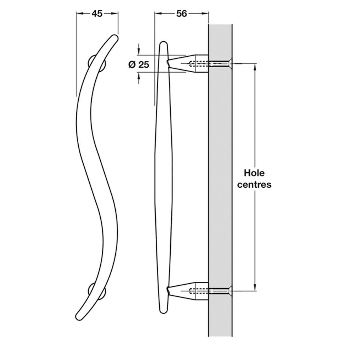TUSK PULL HANDLE 250HC BOLT 316SSS