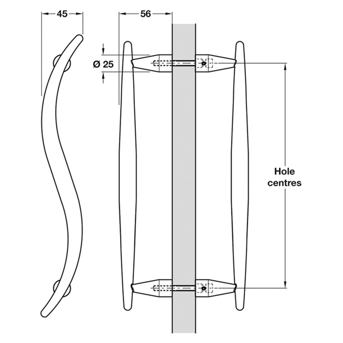 TUSK PULL HANDLE 250HC BTB 316SSS